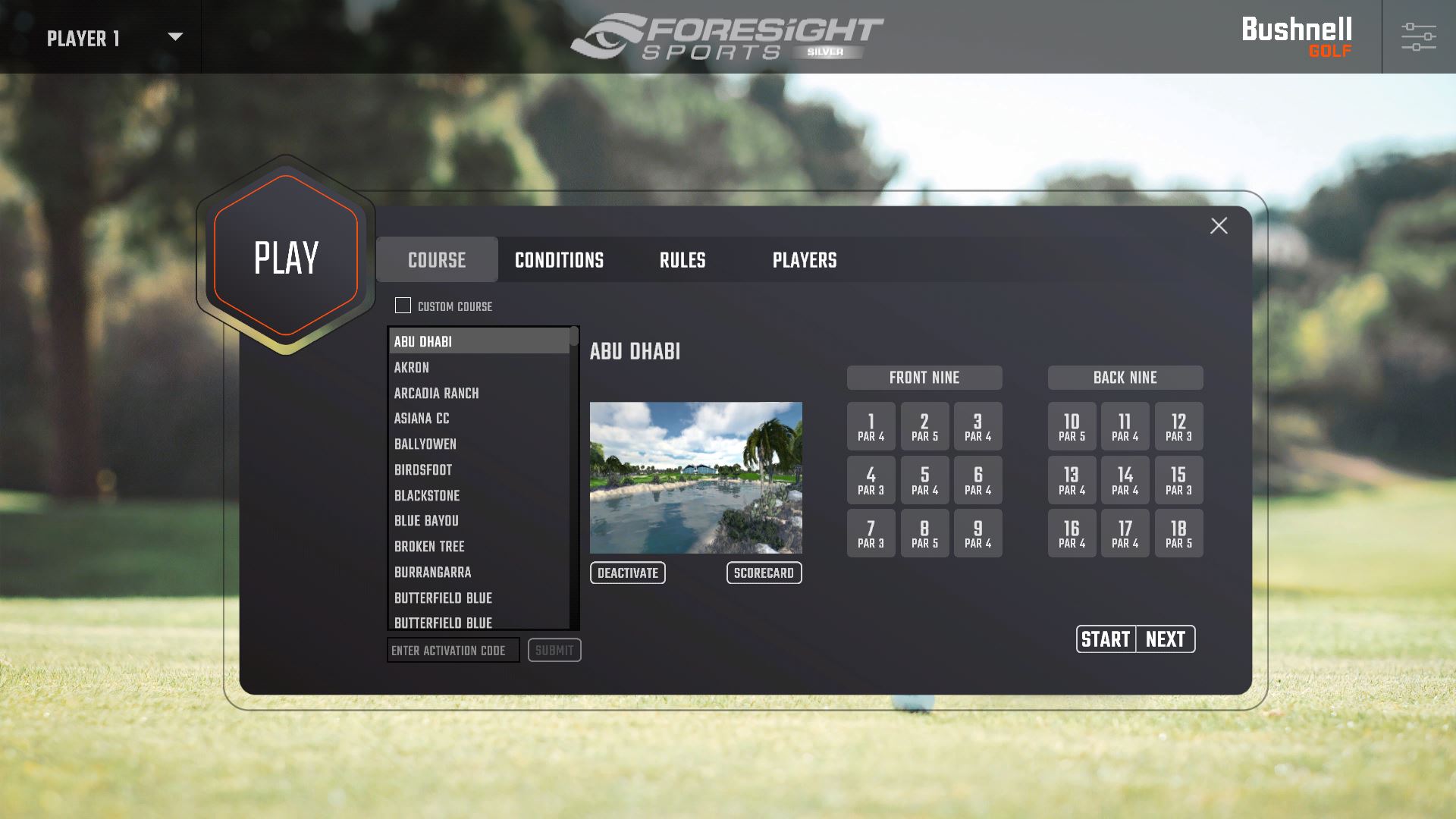 Play Courses Screen