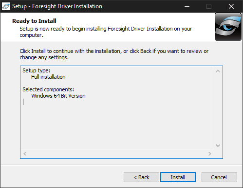 Install the Foresight Driver by selecting Install.