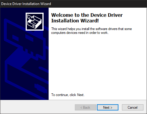 The Device Driver Installation Wizard will now begin