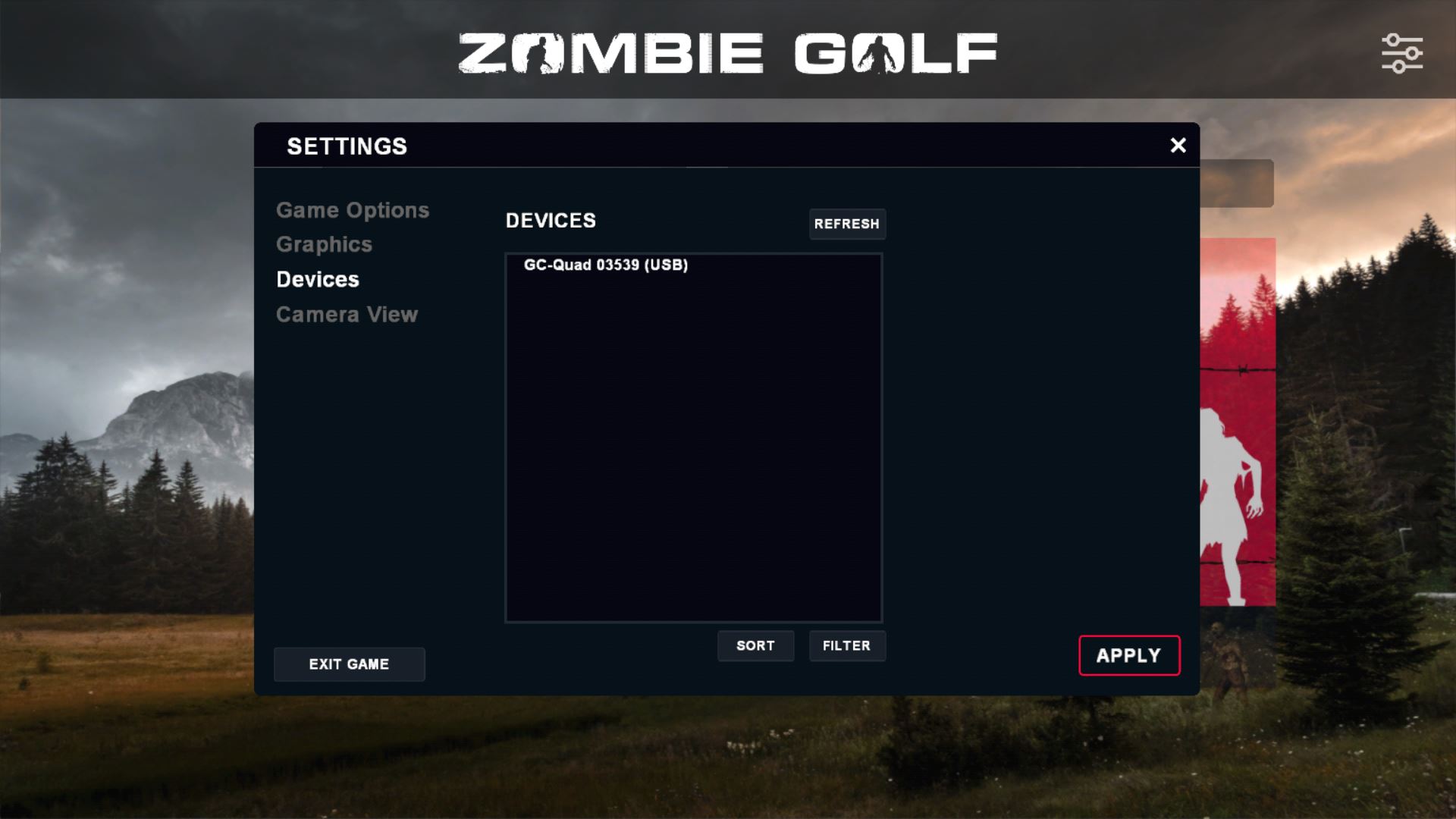 Zombie Golf Game Settings Devices 