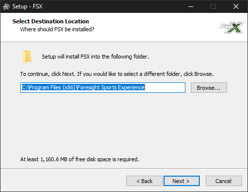 Select an installation Destination Folder 