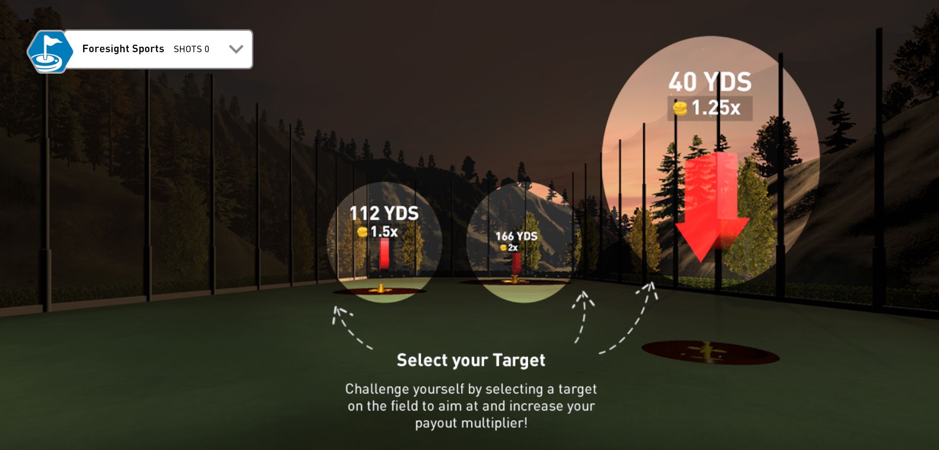 Golf Roulette Select a Target Tutorial Screen