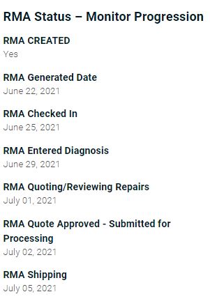 HELP TICKET Monitor RMA Status 